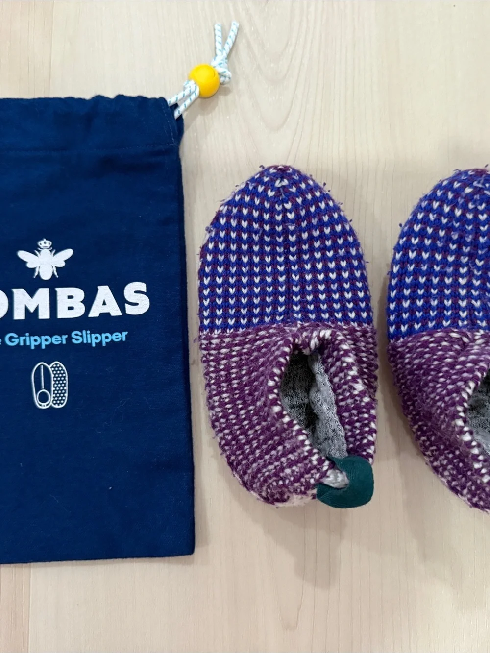 Bombas Purple and Blue Knit Gripper Slippers